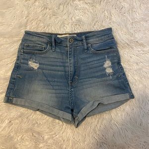 hollister light blue high wasted shorts